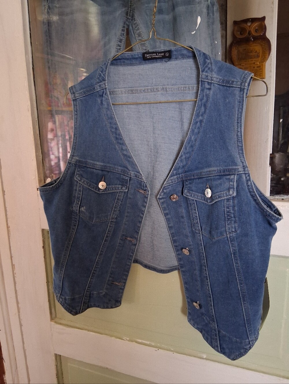 Eddie Bauer Women's Denim Vest In Large Blue Waah